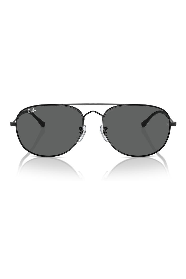 Bain Bridge 60mm Pillow Aviator Sunglasses, Main, color, BLACK
