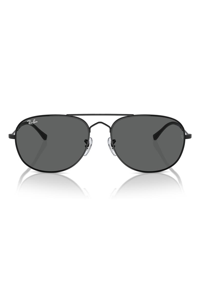 Ray-Ban Bain Bridge 57mm Pillow Aviator Sunglasses, Main, color, Black
