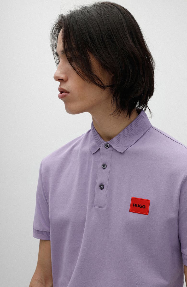 HUGO Deres Slim Fit Cotton Polo, Alternate, color, Light/ Pastel Purple