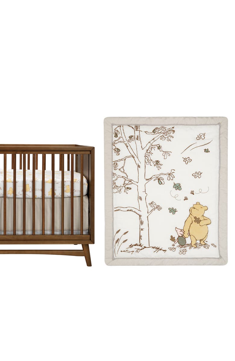 Lambs & Ivy Disney Baby Storytime Pooh 3-Piece Nursery Crib Bedding Set, Main, color, White