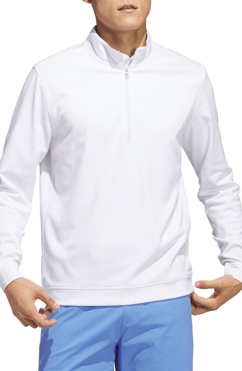 adidas Golf Elevated Stretch Half Zip Pullover, Main, color, White