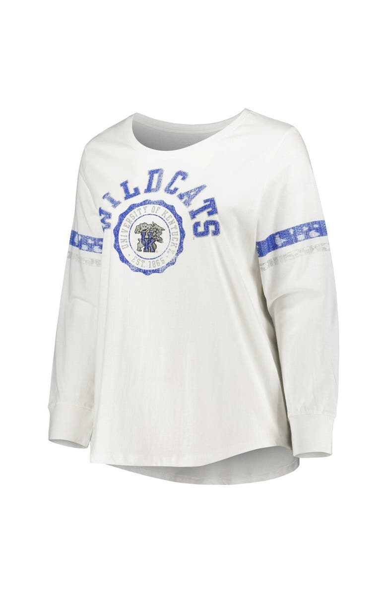 PROFILE Women's White Kentucky Wildcats Contrast Stripe Scoop Neck Long Sleeve T-Shirt, Alternate, color, 