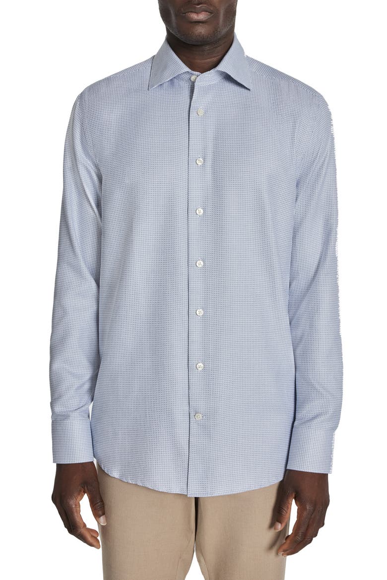 Grosvenor Basket Weave Dress Shirt, Main, color, NAVY