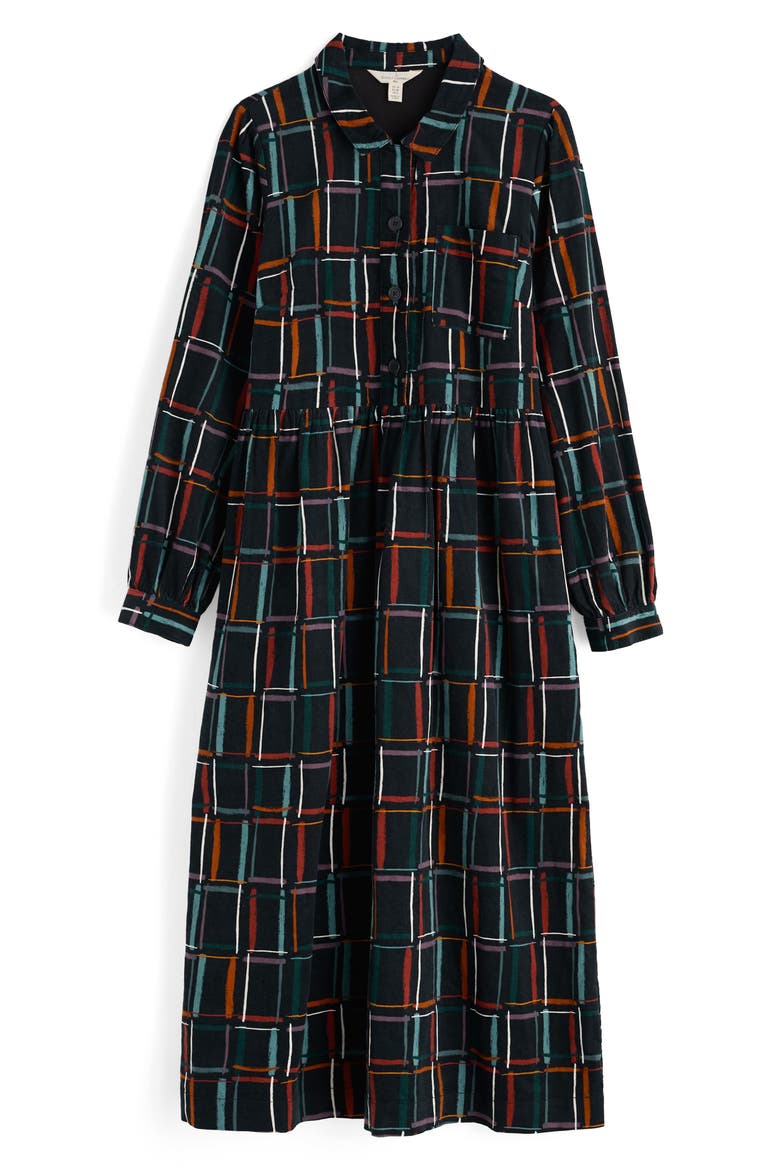 Rosina Long Sleeve Midi Dress, Alternate, color, ROCK CHECK ONYX