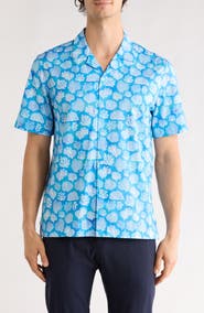 Bugatchi Cole Coral Print OoohCotton® Camp Shirt