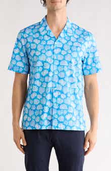 Bugatchi Cole Coral Print OoohCotton® Camp Shirt