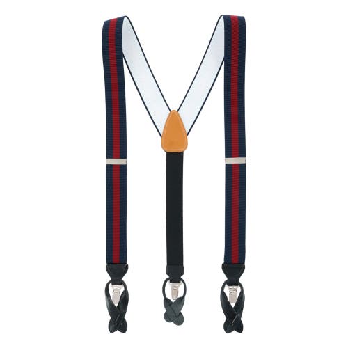 Trafalgar Oliver Stripe 35mm Convertible Suspenders In Blue
