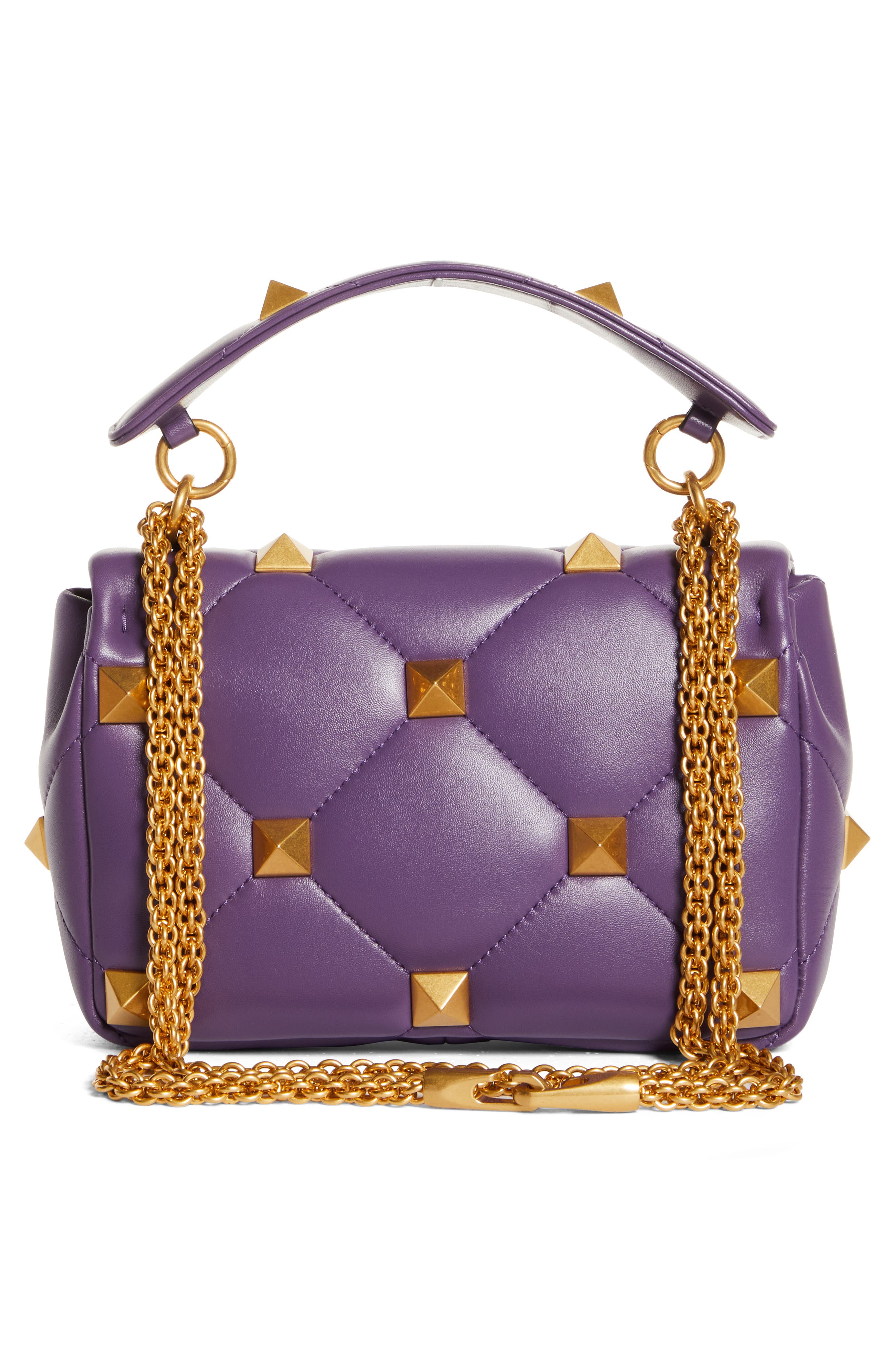 Valentino Garavani Medium Roman Stud Matelassé Leather Shoulder Bag, Alternate, color, 