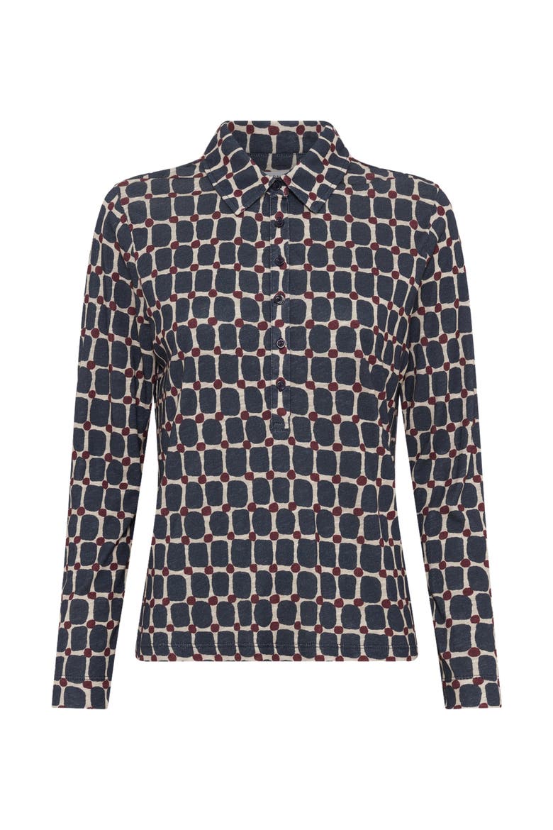 Hortense Long Sleeve Printed Shirt, Alternate, color, Indigo