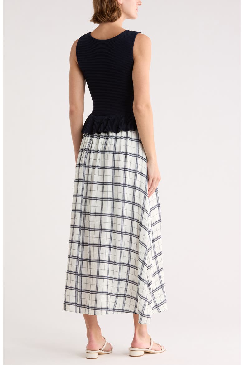Mixed Media Midi Dress, Alternate, color, NAVY