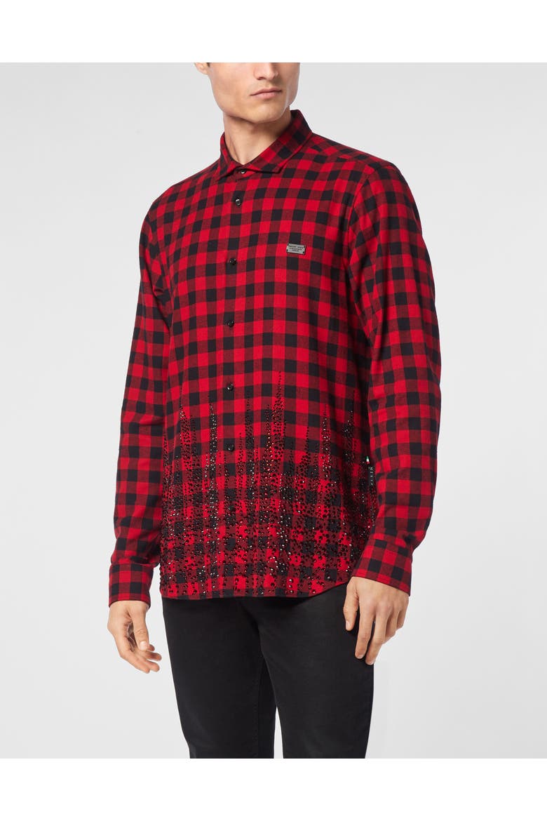 Shirt Slim Fit Flame Men, Main, color, red