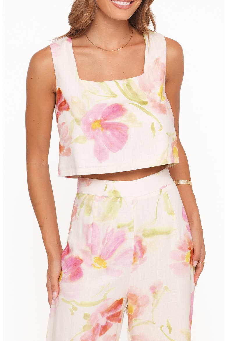 Devlin Floral Crop Tank, Main, color, PINK GARDEN FLORAL