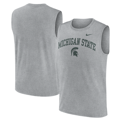 Men's Nike Heather Gray Michigan State Spartans Primetime Legend Arch Dri-FIT Muscle Tank Top