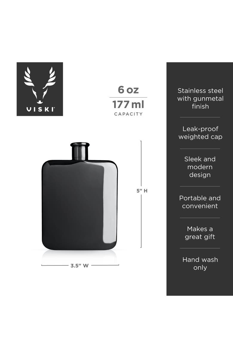 Viski 6 oz Flask, Alternate, color, Black
