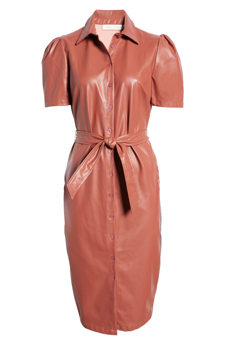 Bishop + Young Morgan Faux Leather Midi Dress, Alternate, color, 