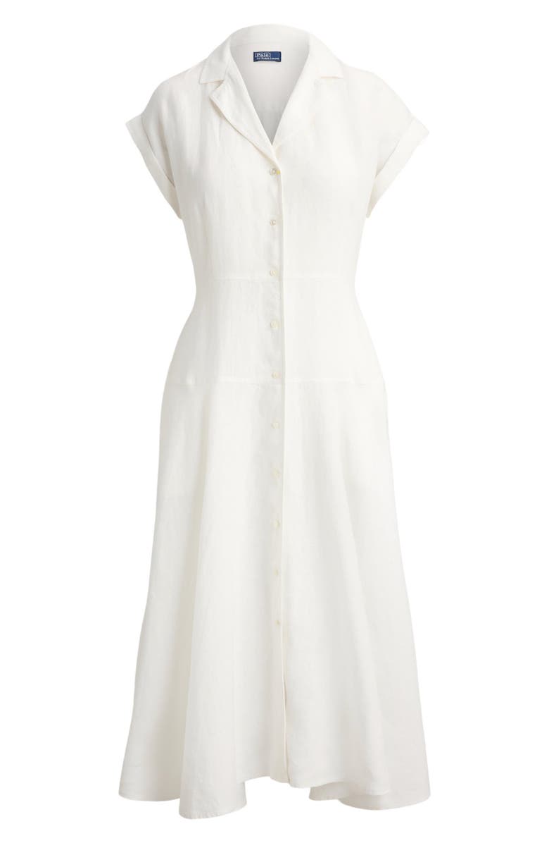 Polo Ralph Lauren Cap Sleeve Linen Shirtdress, Alternate, color, White