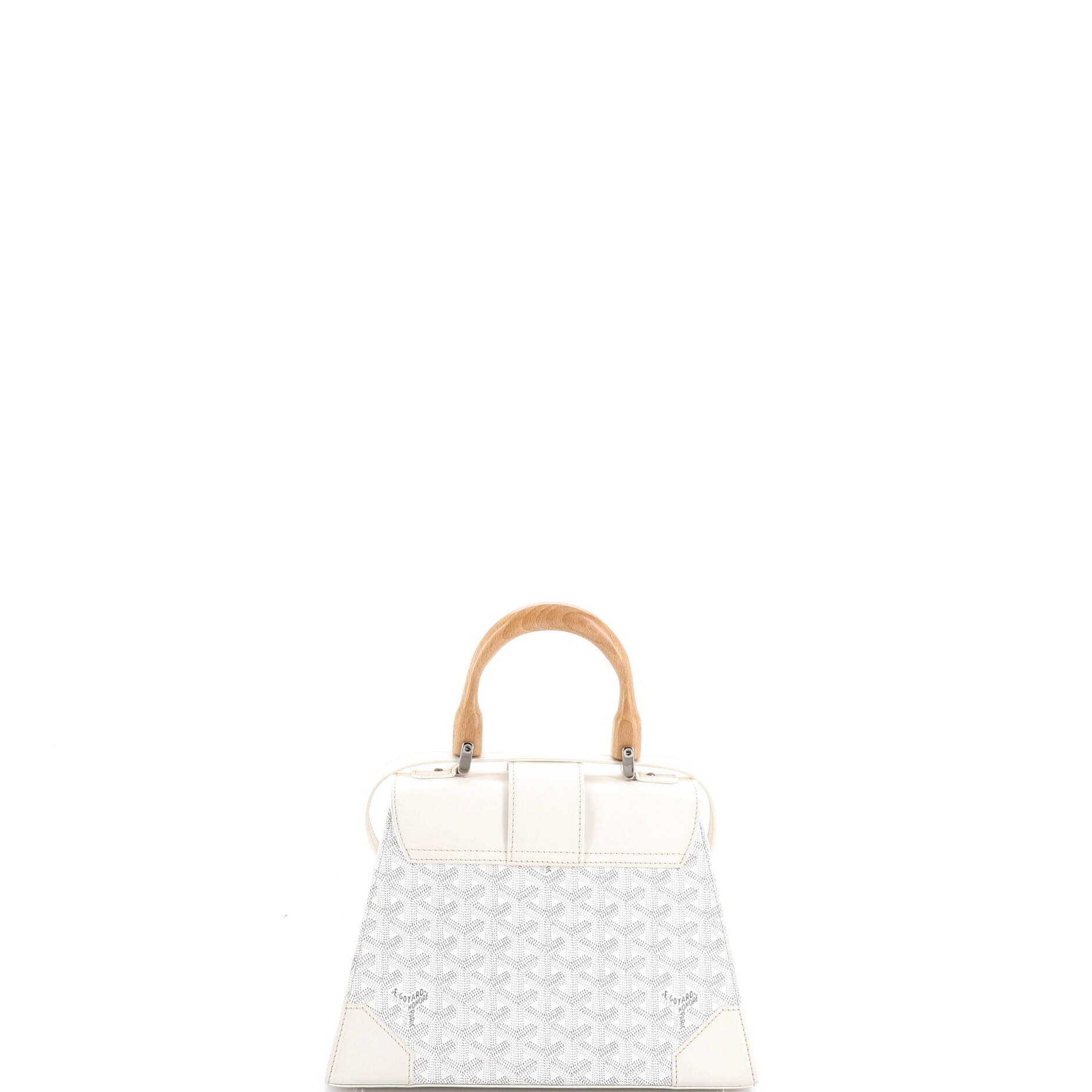 Pre-Owned Goyard Saigon Top Handle Bag Coated Canvas with Leather PM, Alternate, color, White