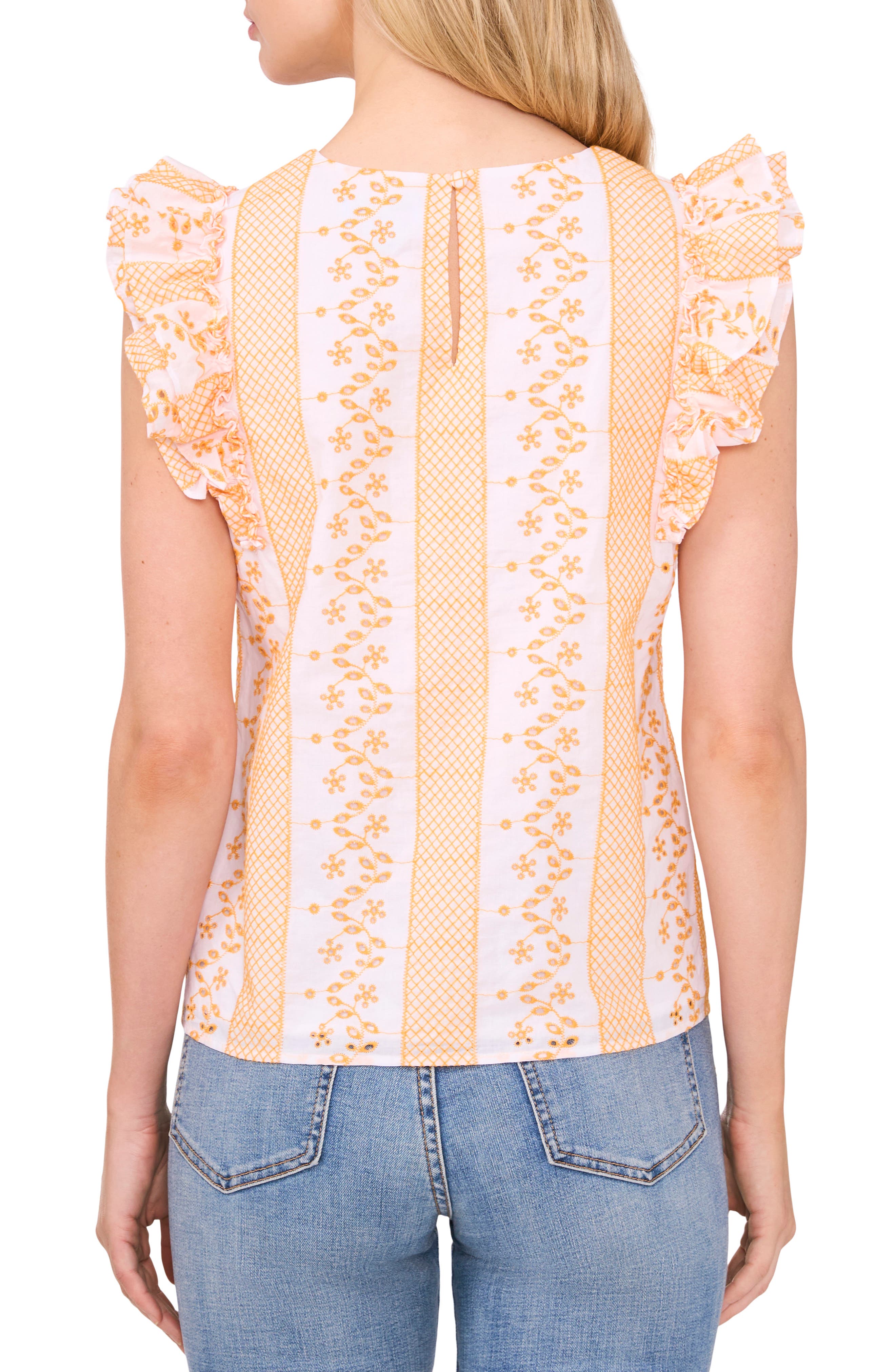 Embroidered Ruffle Sleeve Top - image 2