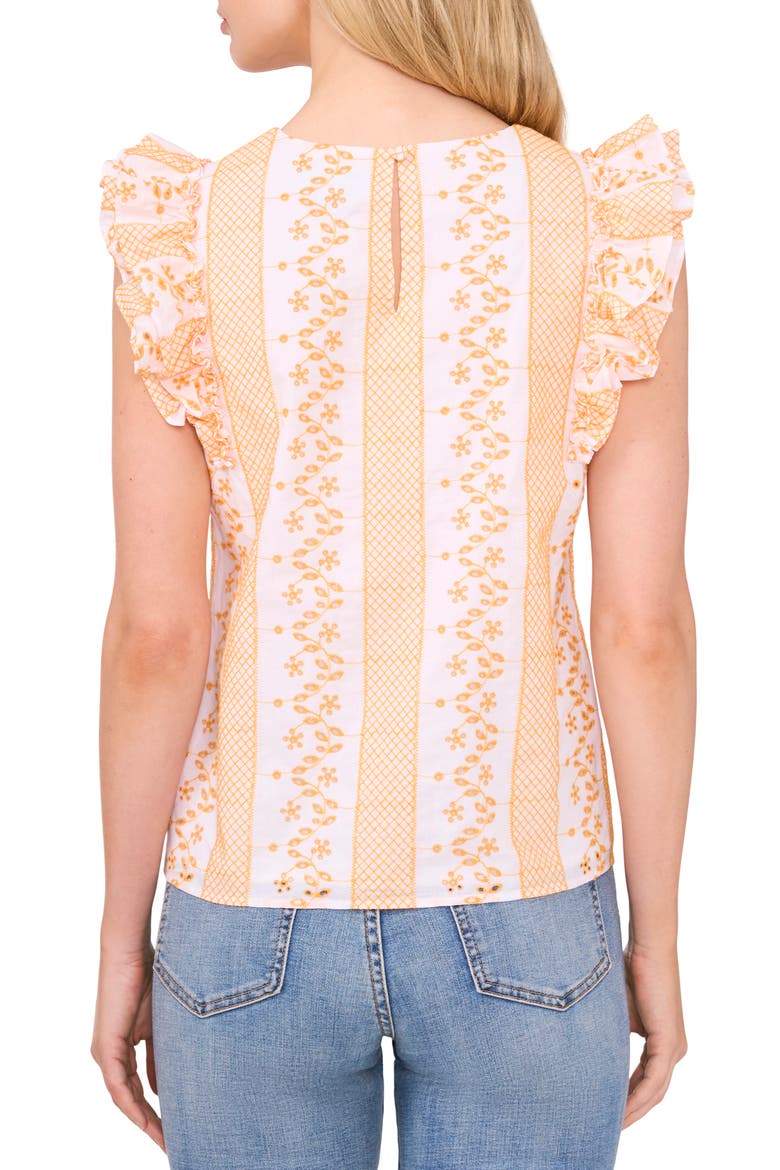 Embroidered Ruffle Sleeve Top, Alternate, color, ULTRA WHITE