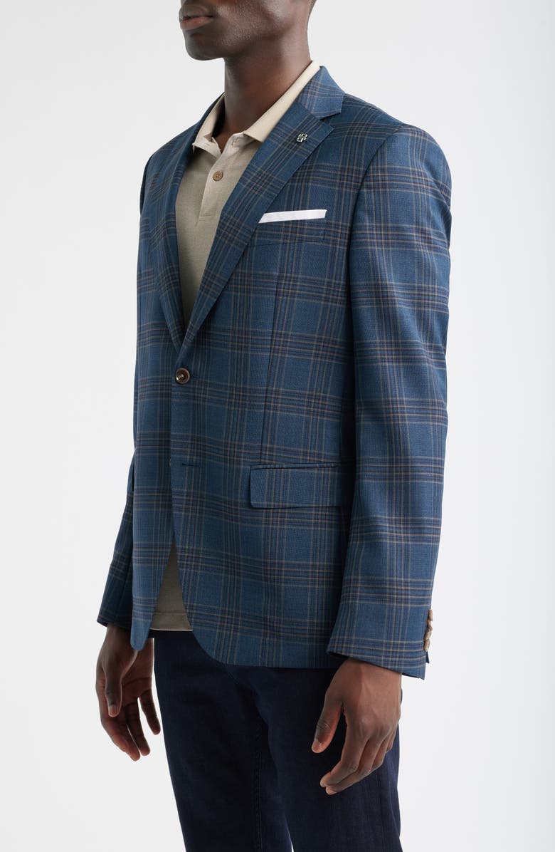 BOSS Hutson Slim Fit Plaid Virgin Wool Sport Coat, Alternate, color, Open Green
