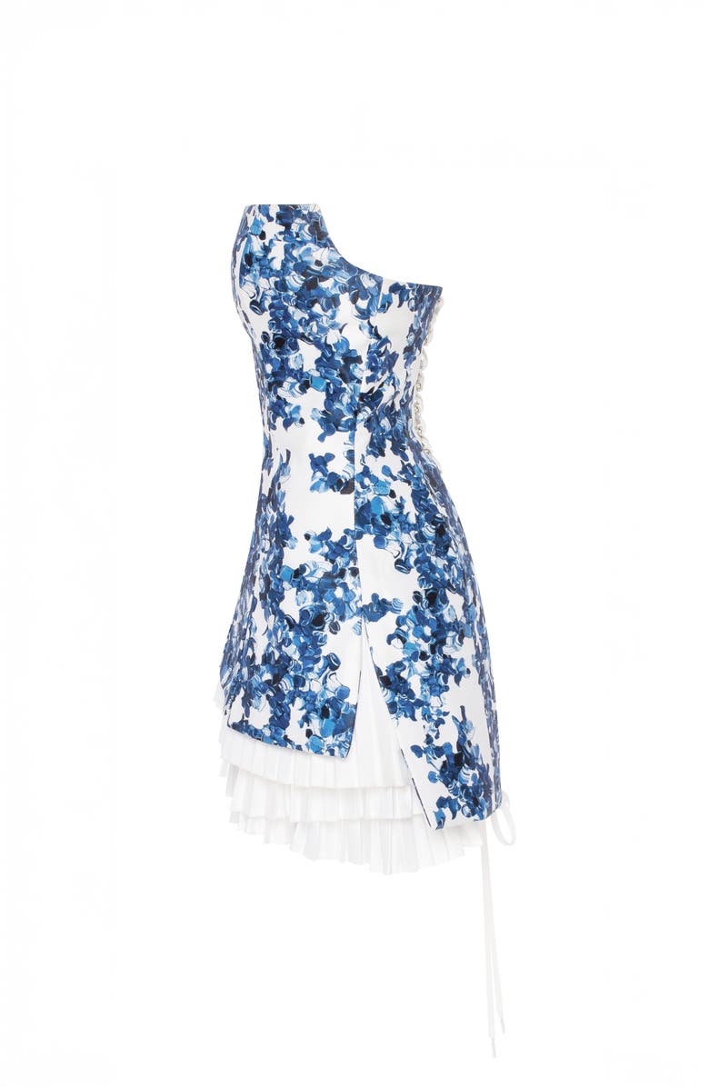 Milla Strapless Corset Formal Occasion Mini Dress in Blue with Accent Lacing, Alternate, color, Blue Hydrangea