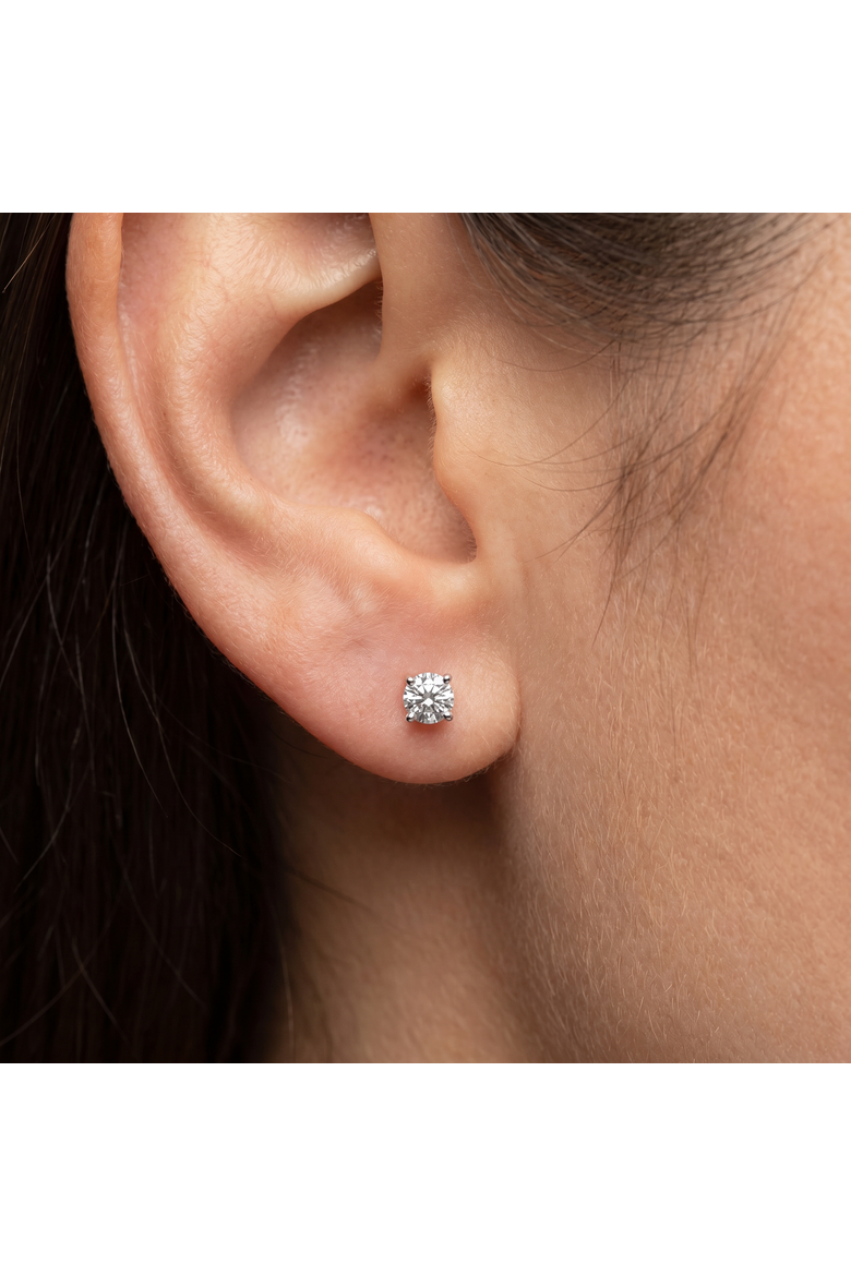 1 Ct TW Round Cut Diamond Screw Back Studs 14k Gold Lab Grown, Alternate, color, 14k White Gold