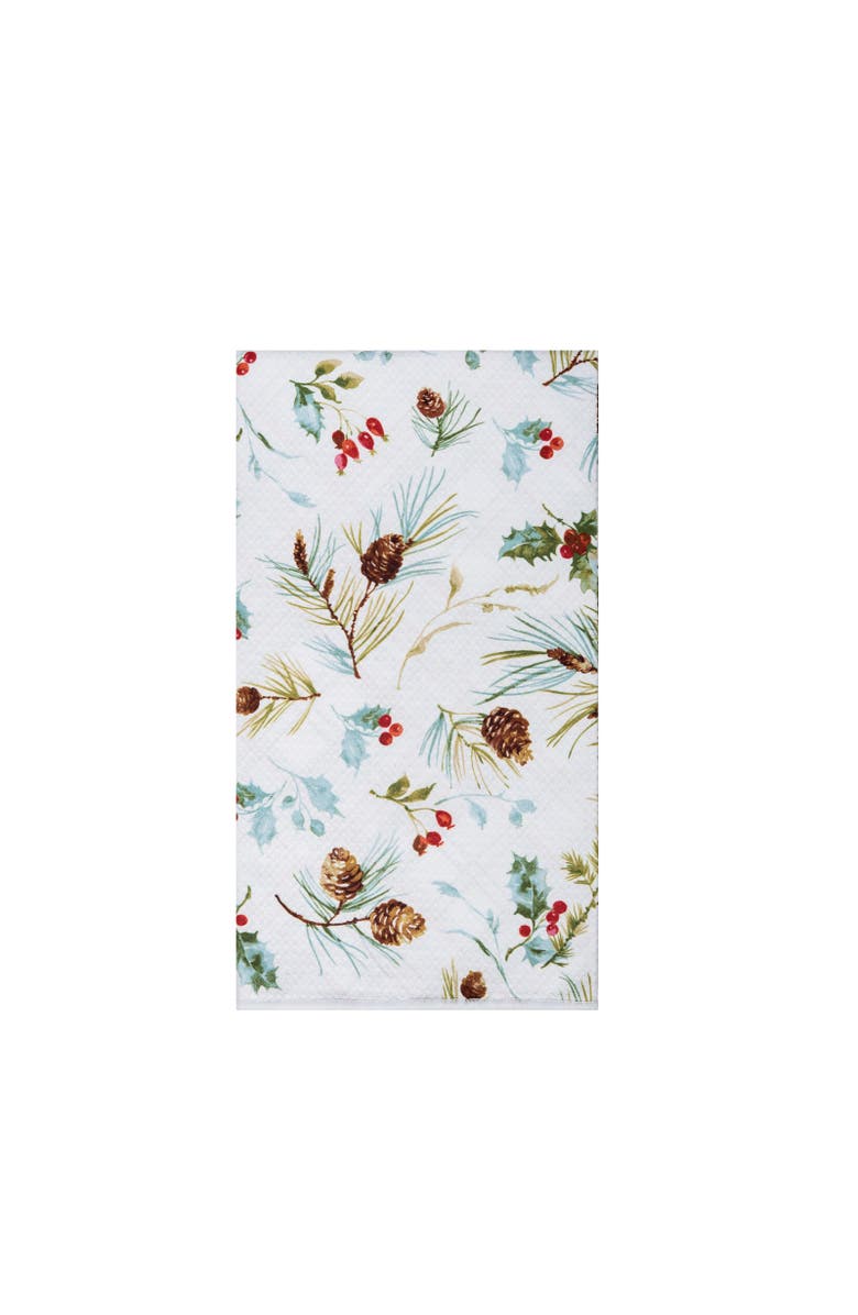 C&F Home Edith Festive Pinecone Botanical Holiday Christmas Dishtowel, Main, color, Green