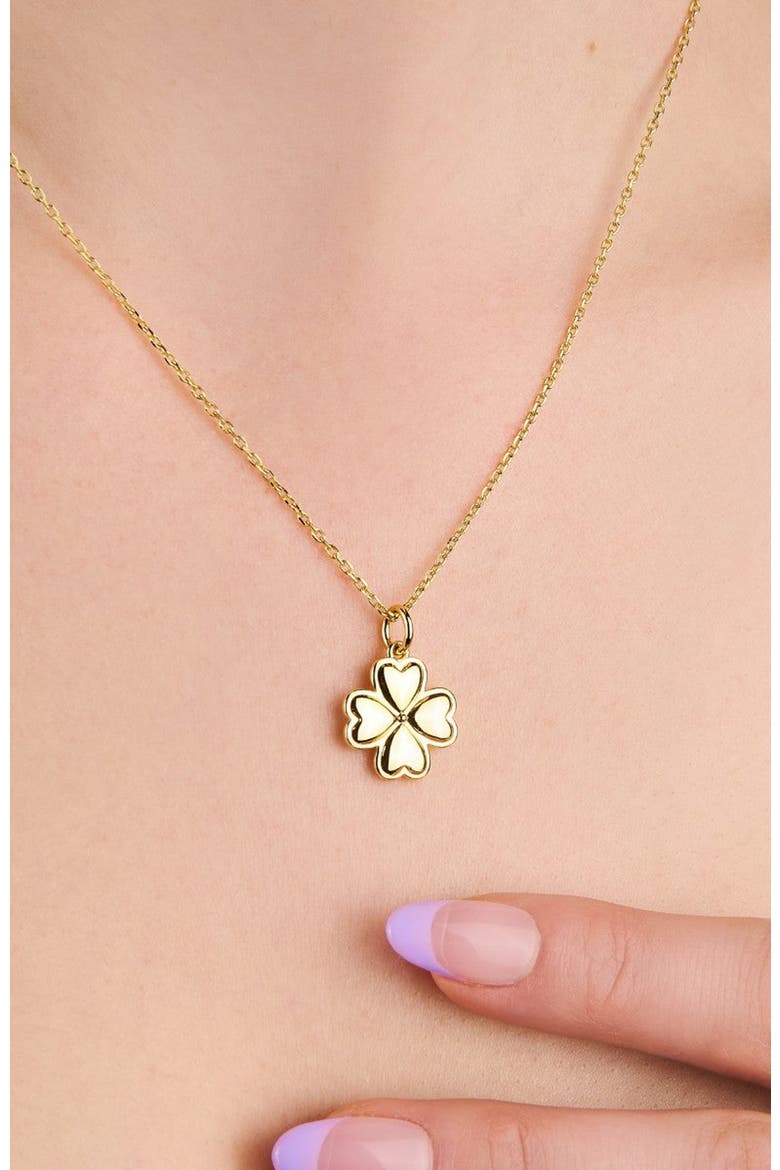 Clover Charm Necklace, Alternate, color, Gold