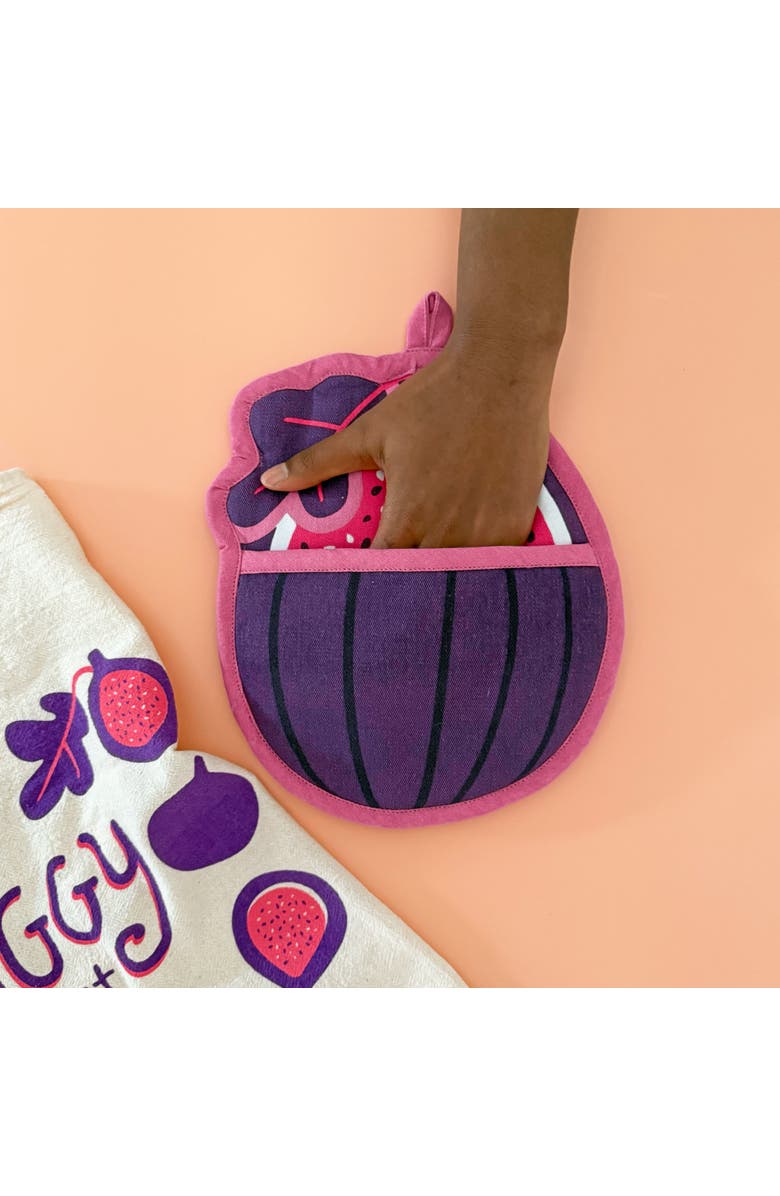 The Neighborgoods Fig Tea Towel and Pot Holder Set, Alternate, color, Purple