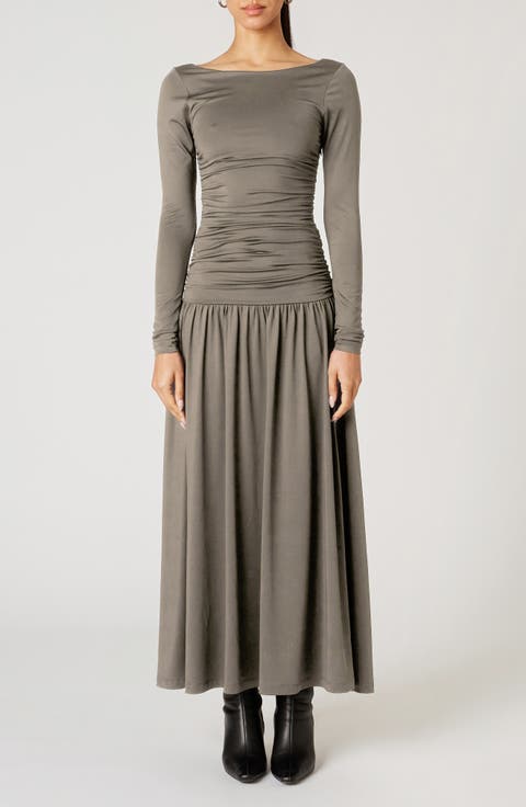 Sera Long Sleeve Ruched Maxi Dress