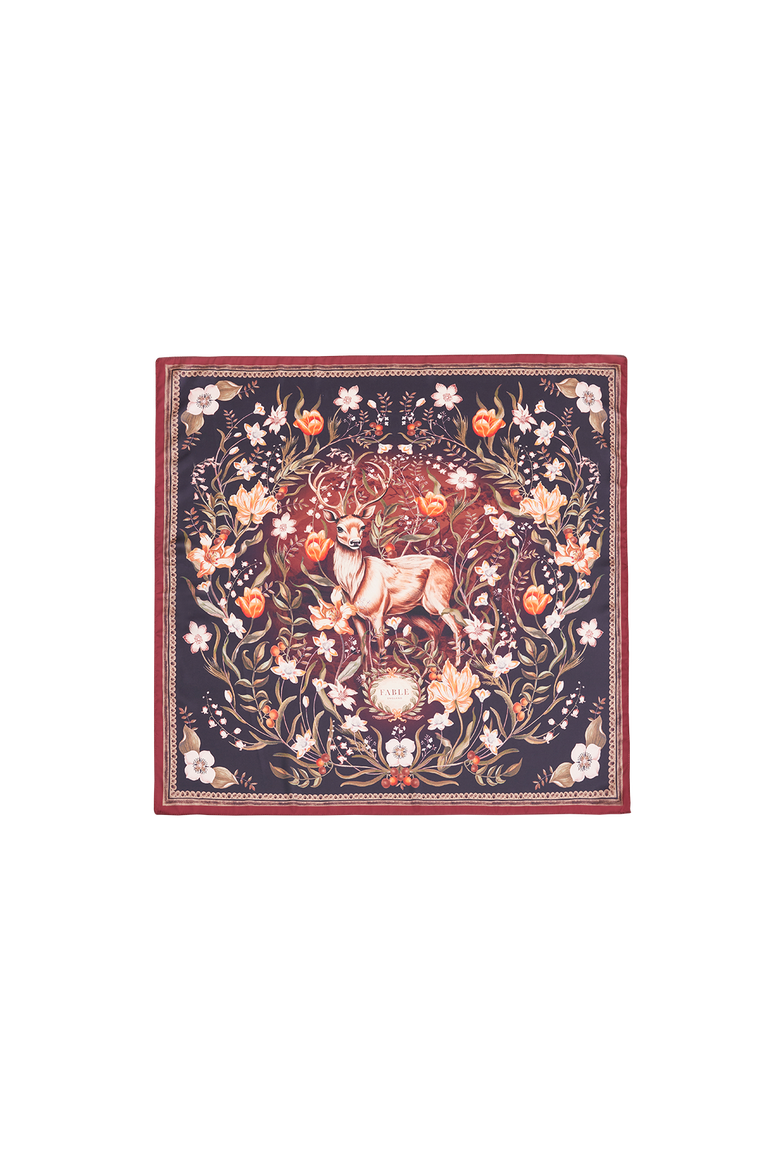 Aurora Tales Peach Square Scarf, Main, color, Chocolate & Peach