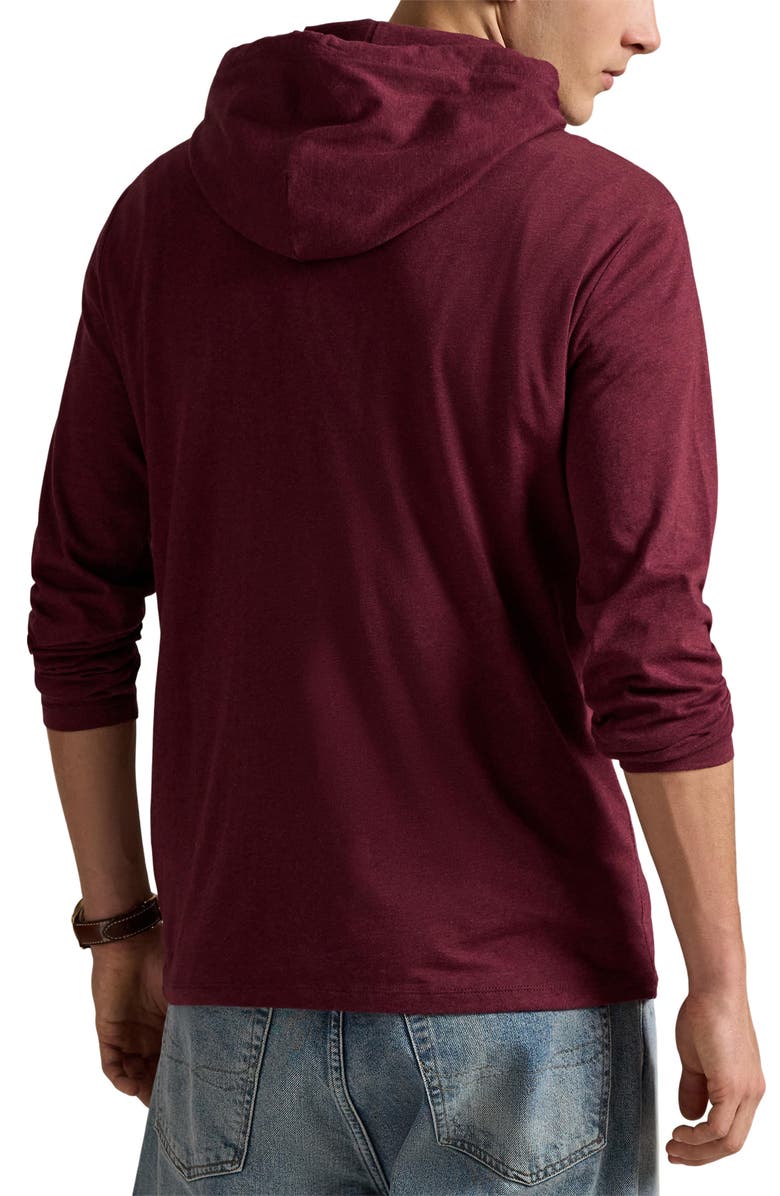 Polo Ralph Lauren Long Sleeve Hooded Cotton T-Shirt, Alternate, color, Spring Wine Heather