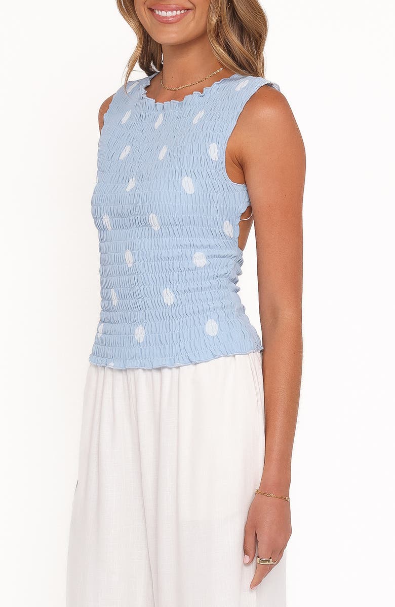 Petal & Pup Zoya Polka Dot Shirred Open Back Top, Alternate, color, Blue Polka Dot