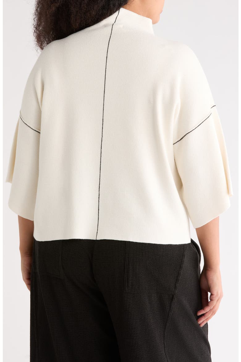 Mock Neck Elbow-Length Sleeve Sweater, Alternate, color, IVORY/ BLACK