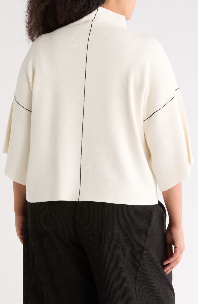 MAX STUDIO Mock Neck Elbow-Length Sleeve Sweater, Alternate, color, Ivory/ Black