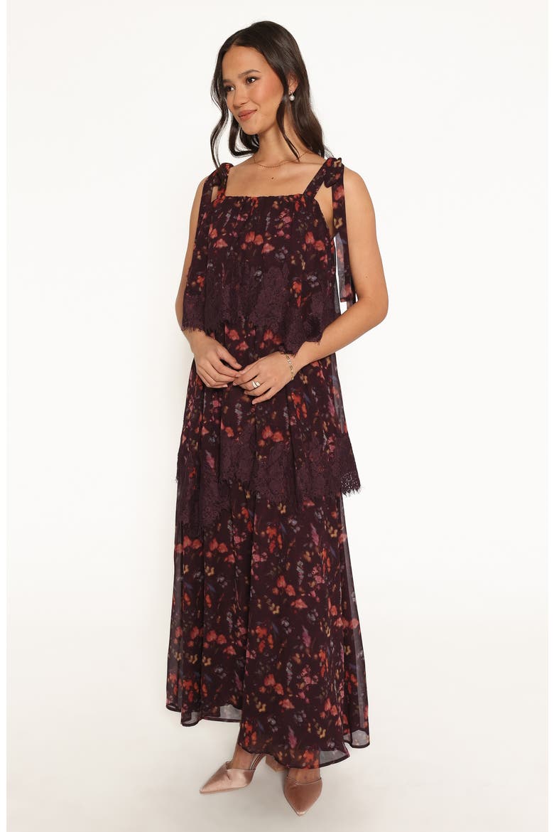 Lunella Floral Tiered Maxi Dress, Alternate, color, PLUM BLURRED FLORAL