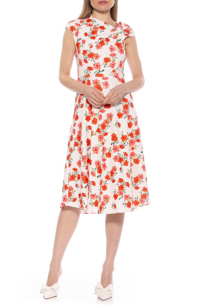 Alexia Admor Mariah Asymmetric Cap Sleeve Fit & Flare Dress, Main, color,