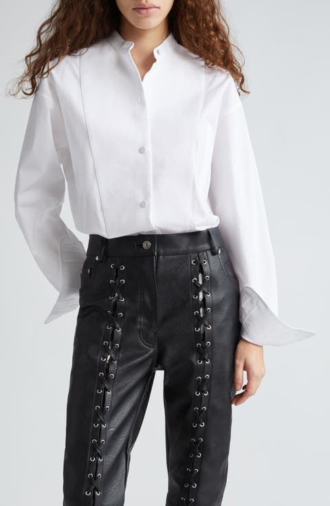 Plastron Bibbed Cotton Button-Up Shirt