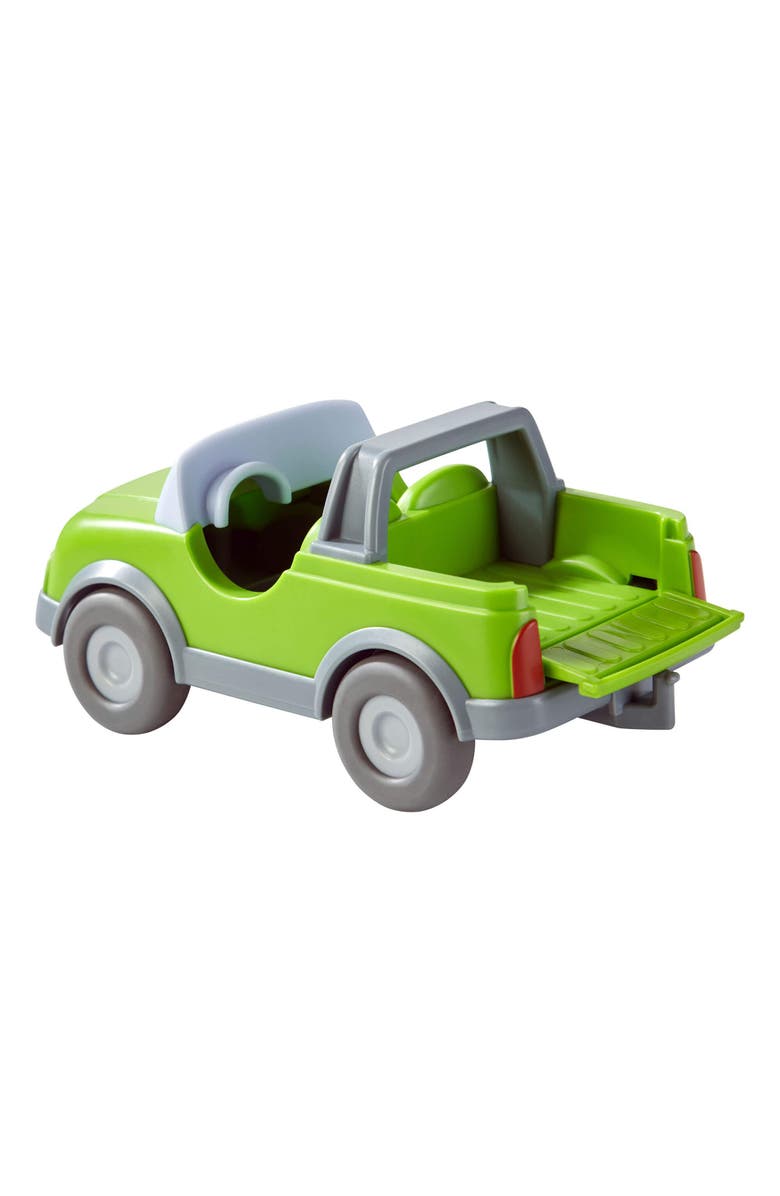 HABA Little Friends Out and About Playset with 2 Toy Figures and Green Momentum Motor Vehicle, Alternate, color, 