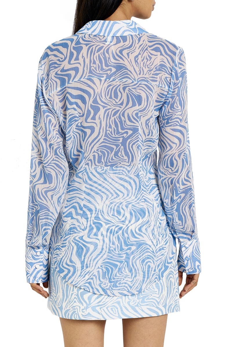 River Island Slim Fit Swirl Print Long Sleeve Chiffon Button-Up Shirt, Alternate, color,