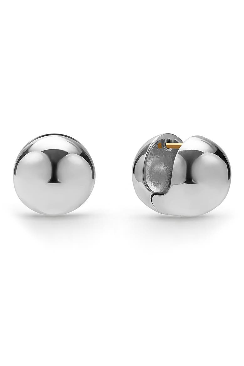 Caviar Bubbly Round Huggie Hoop Earrings, Main, color, STERLING SILVER
