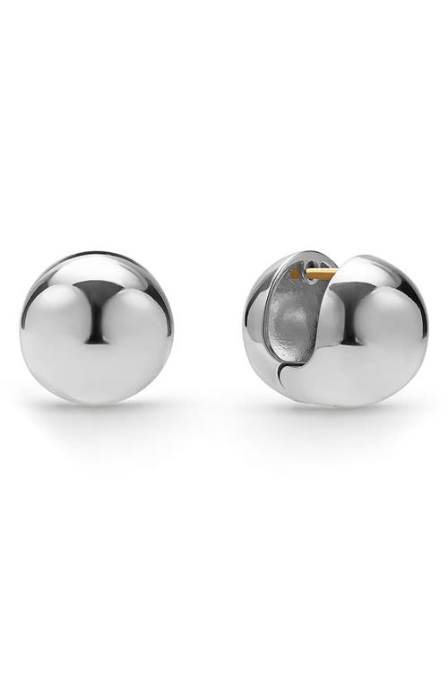 Lagos Sterling Silver Caviar Bubbly Round Huggie Hoop Earrings In Metallic