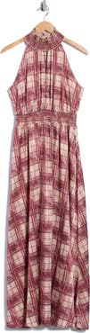 MELLODAY Plaid Halter Maxi Dress