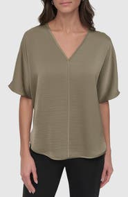 DKNY Short Sleeve Woven Top