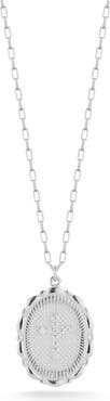 CHLOE AND MADISON Sterling Silver Cross Oval Necklace