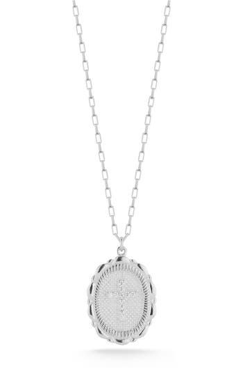 Chloe & Madison Chloe And Madison Sterling Silver Cross Oval Necklace