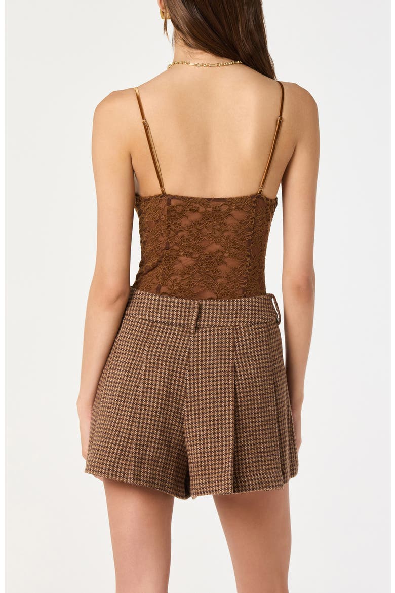 Check Pleated Wool Blend Shorts, Alternate, color, BROWN PLAID