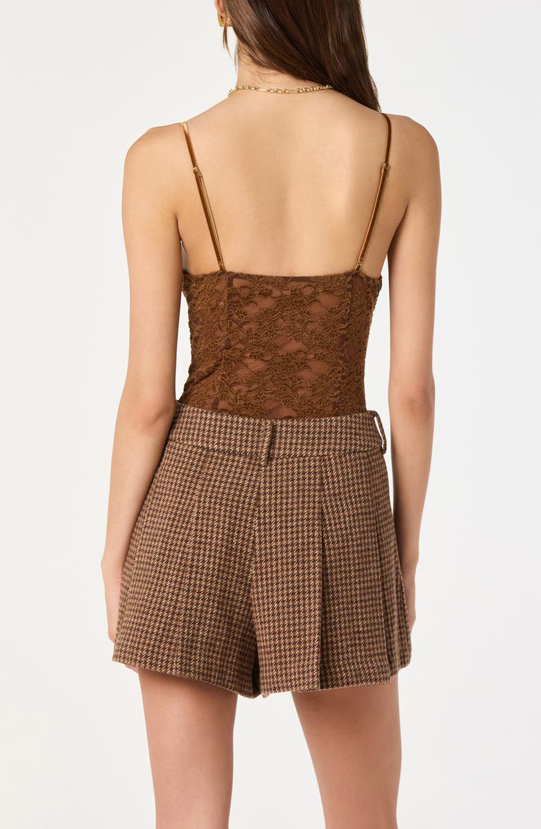 ASTR the Label Check Pleated Wool Blend Shorts, Alternate, color, Brown Plaid