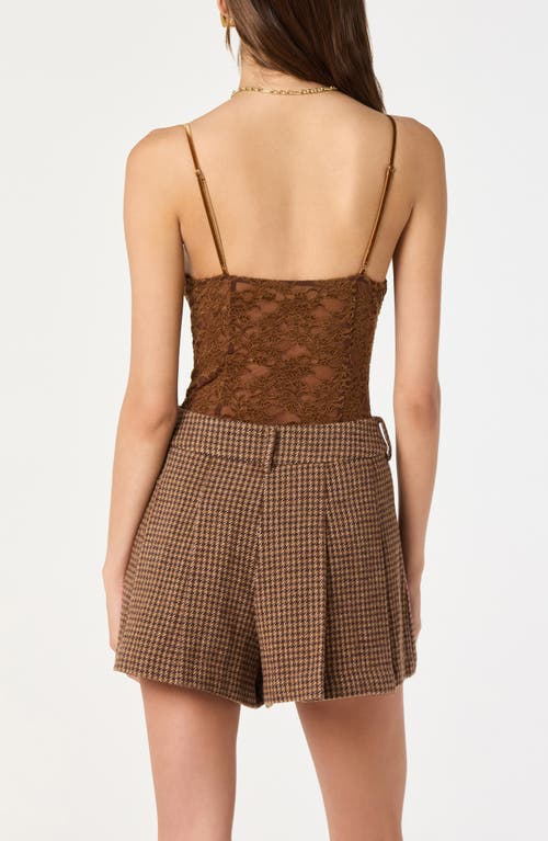 Astr The Label Check Pleated Wool Blend Shorts In Brown