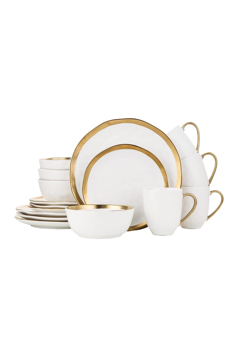Florian Porcelain 16-Piece Dinnerware Set, Main, color, White